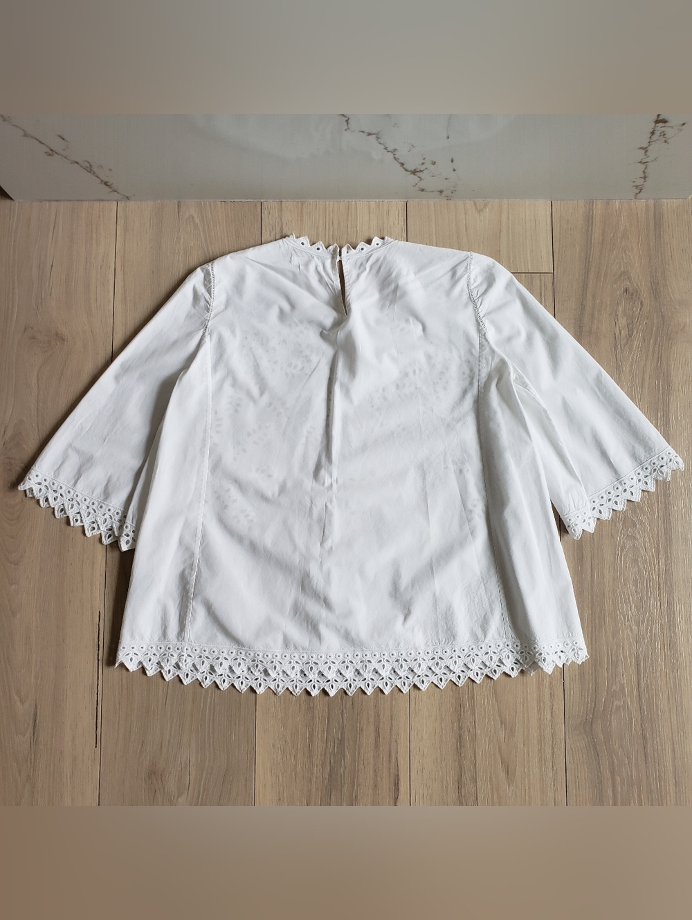 Isabel Marant White Eyelet Scalloped Cotton Blouse - Picture 5 of 5